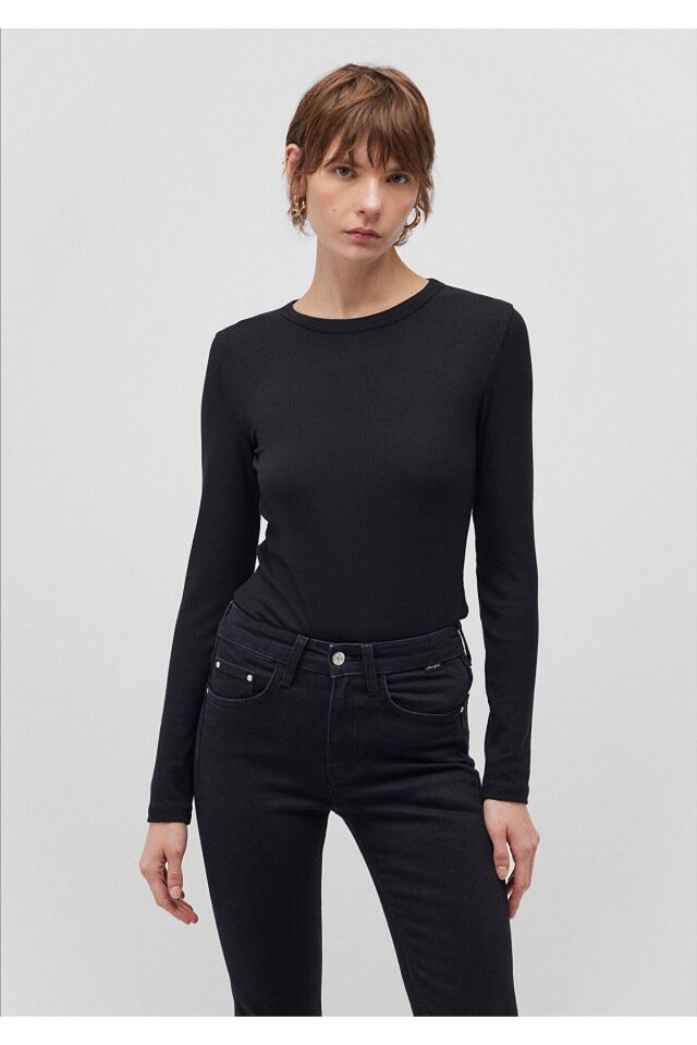 MAVİ KADIN UZUN KOLLU BASIC Siyah 1612817-900