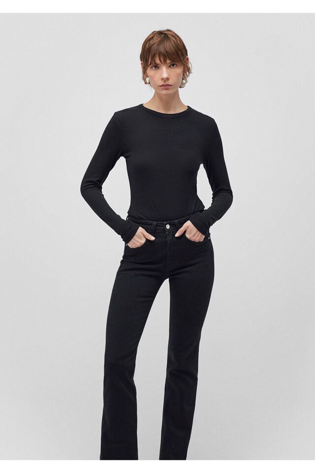 MAVİ KADIN UZUN KOLLU BASIC Siyah 1612817-900