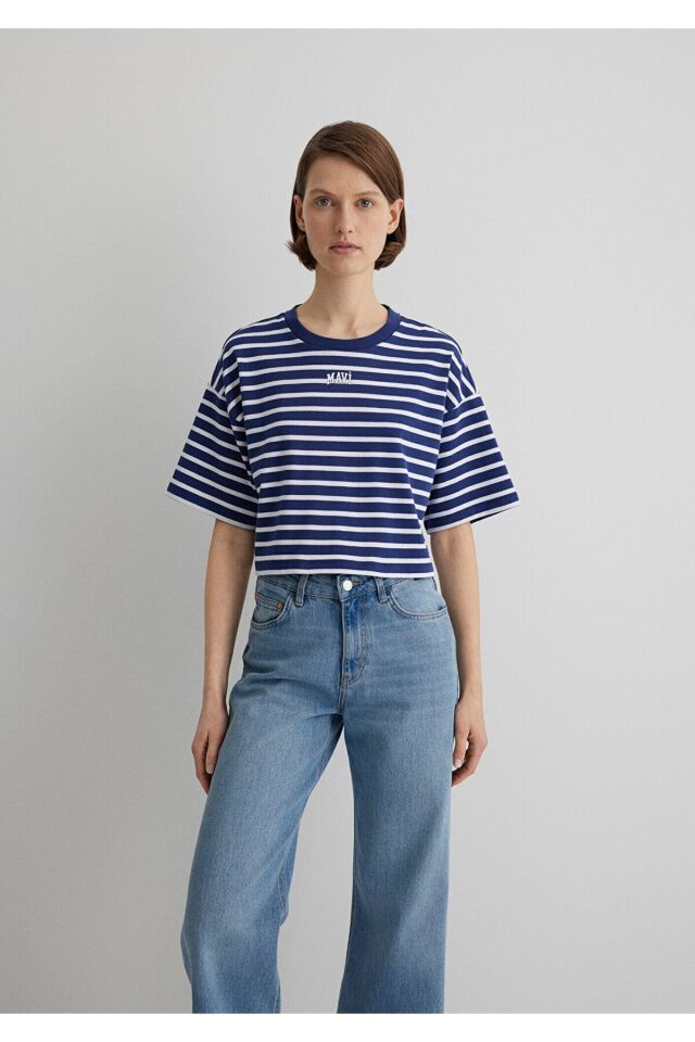 MAVİ KADIN MAVI BASKILI TİŞÖRT Patriot Blue Stripe 1612228-86681