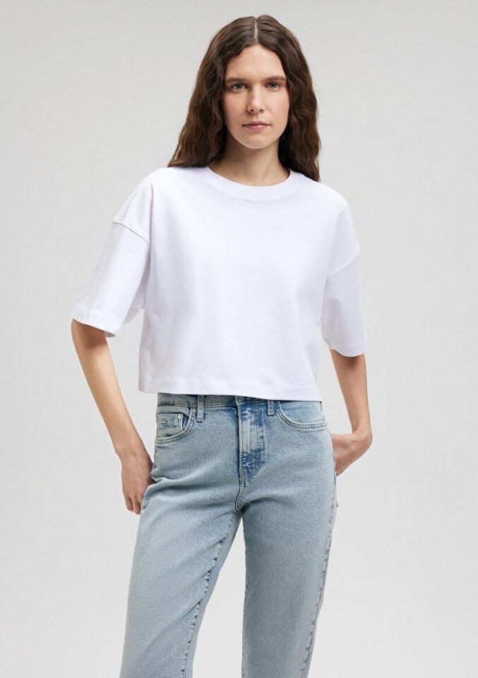 MAVİ KADIN CROP BASİC Beyaz 1612377-620