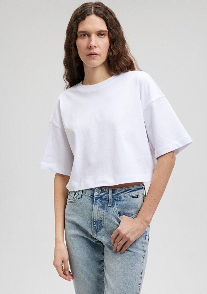MAVİ KADIN CROP BASİC Beyaz 1612377-620