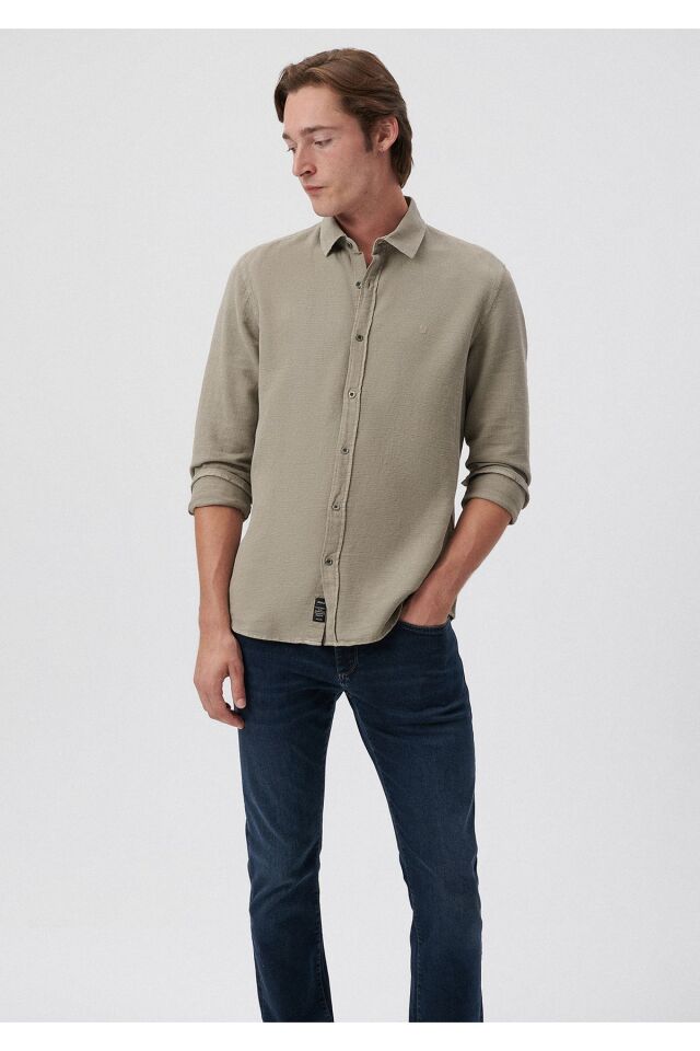 MAVİ ERKEK UZUN KOL GÖMLEK Pussywillow Gray 021123-70151