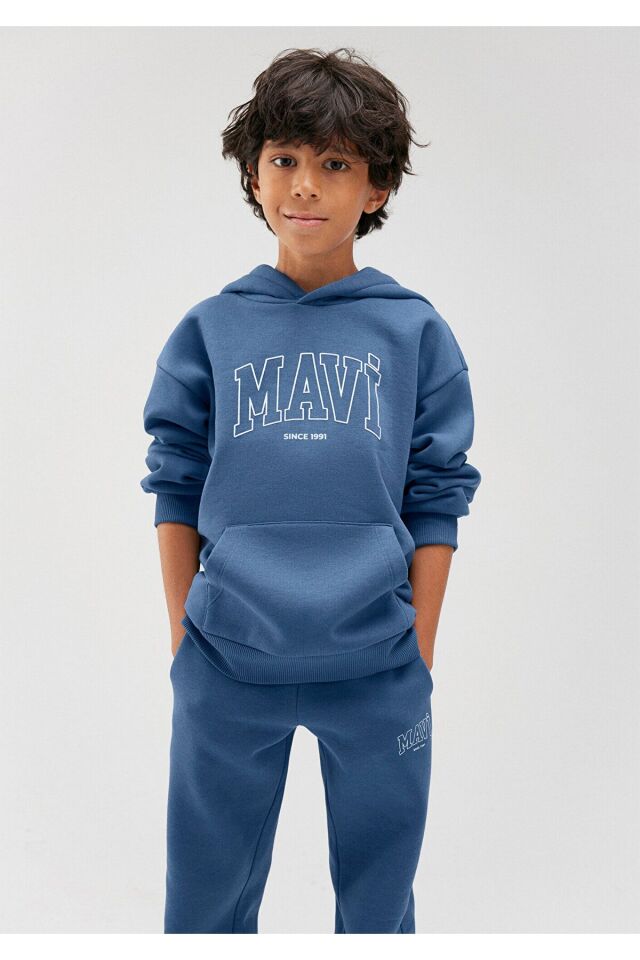 MAVİ ÇOCUK MAVİ LOGO BASKILI KAPÜŞONLU SWEATSHIRT P 6S10052-70871