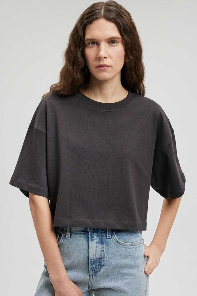 MAVİ KADIN CROP BASİC Kömür 1612377-70087