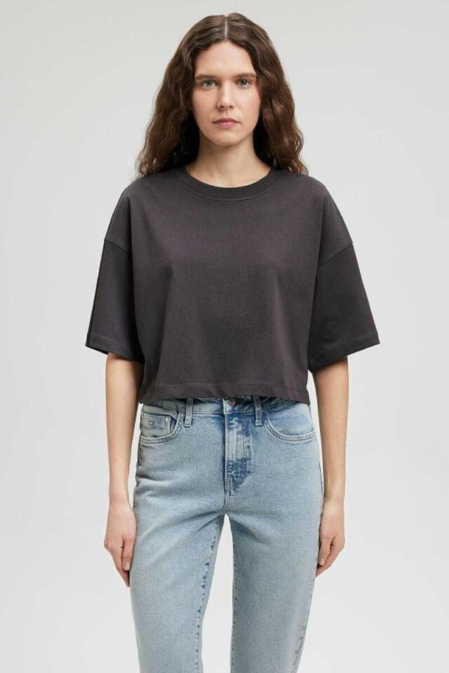 MAVİ KADIN CROP BASİC Kömür 1612377-70087