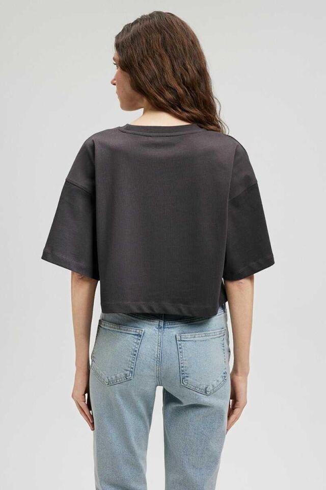 MAVİ KADIN CROP BASİC Kömür 1612377-70087