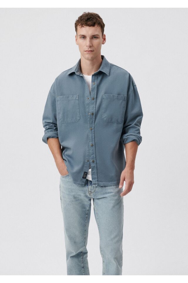 MAVİ ERKEK ÇİFT CEPLİ GÖMLEK Koyu Deniz Mavi 021602-80776