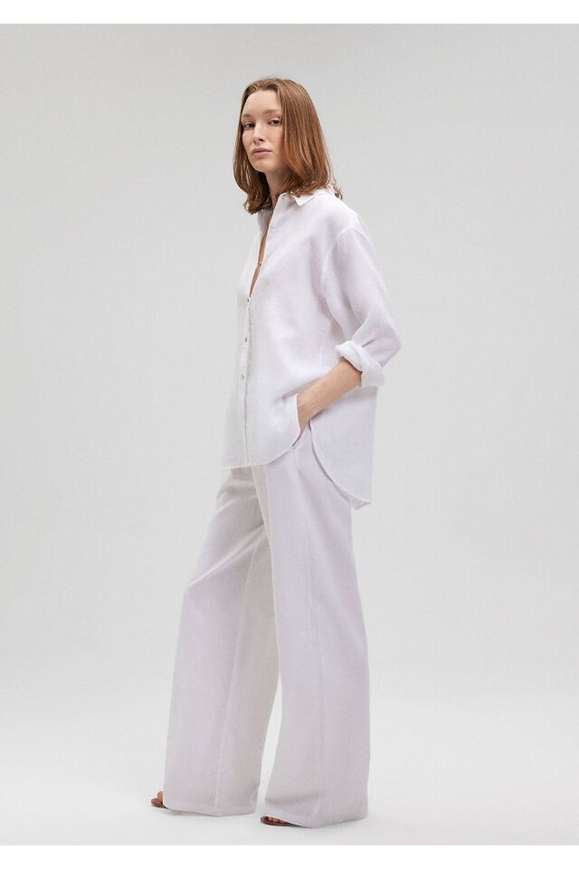 MAVİ KADIN UZUN KOLLU GÖMLEK Beyaz 1210747-620