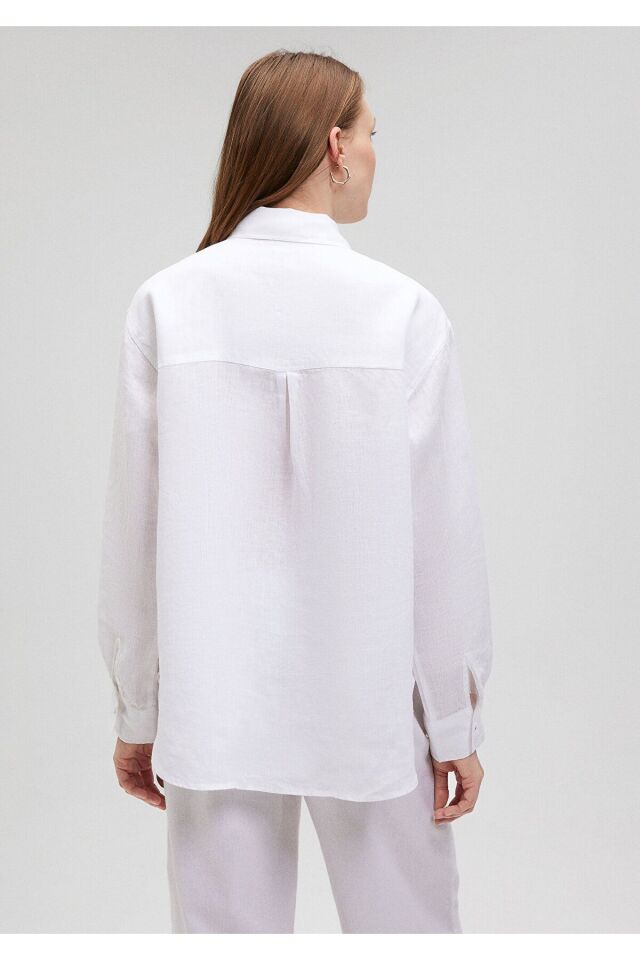 MAVİ KADIN UZUN KOLLU GÖMLEK Beyaz 1210747-620