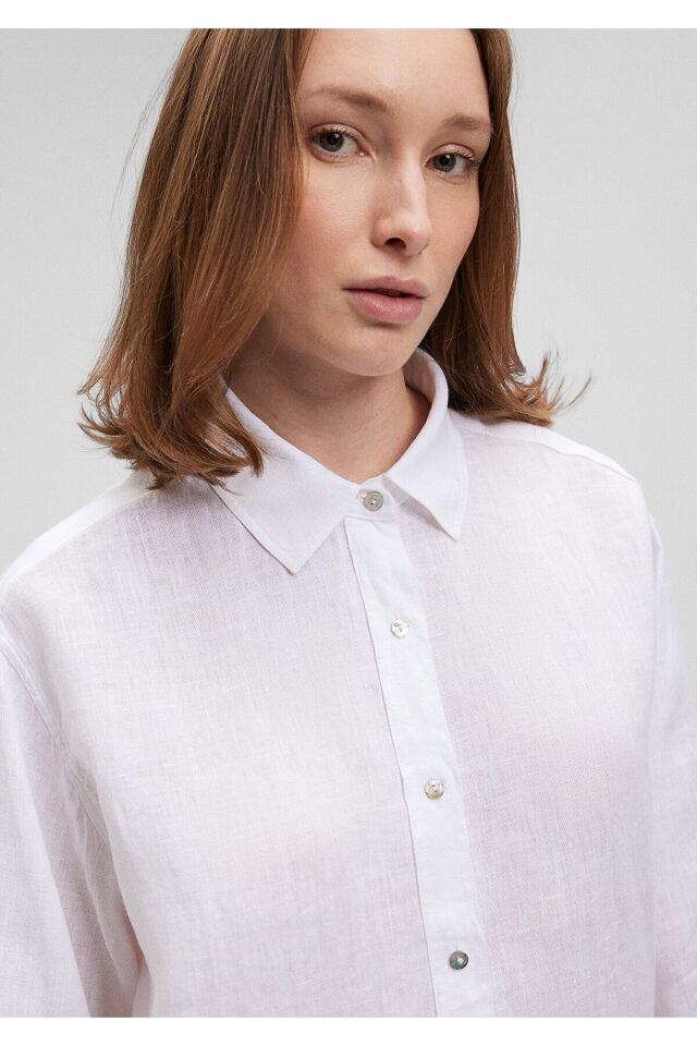 MAVİ KADIN UZUN KOLLU GÖMLEK Beyaz 1210747-620