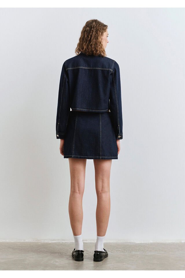MAVİ KADIN DOKUMA MİNİ ETEK DARK INDIGO 1310721-85481