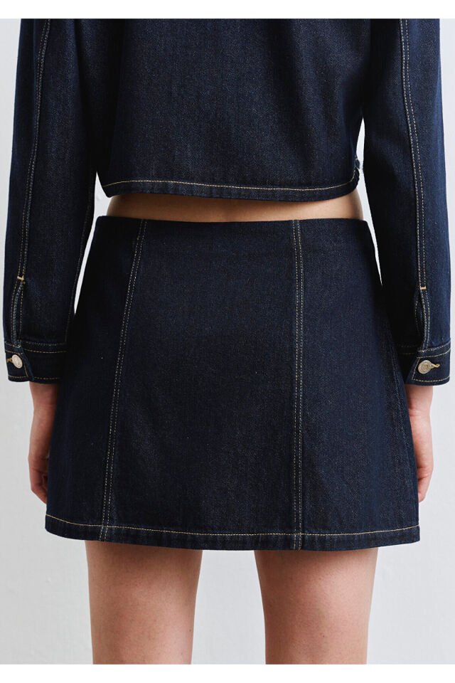 MAVİ KADIN DOKUMA MİNİ ETEK DARK INDIGO 1310721-85481