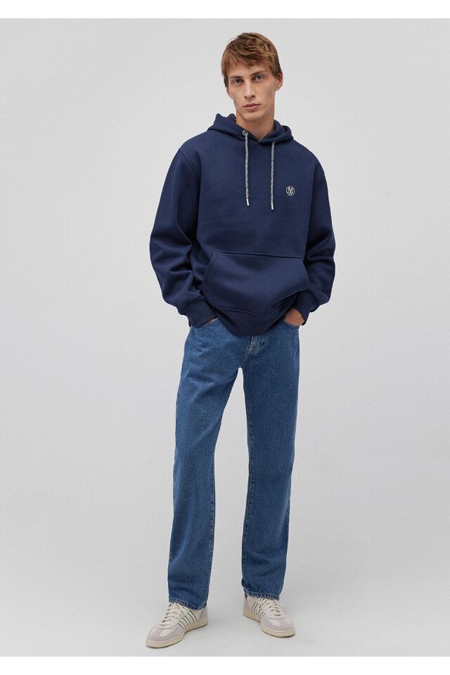 MAVİ ERKEK KAPÜŞONLU SWEATSHIRT Derin Lacivert 065809-70497