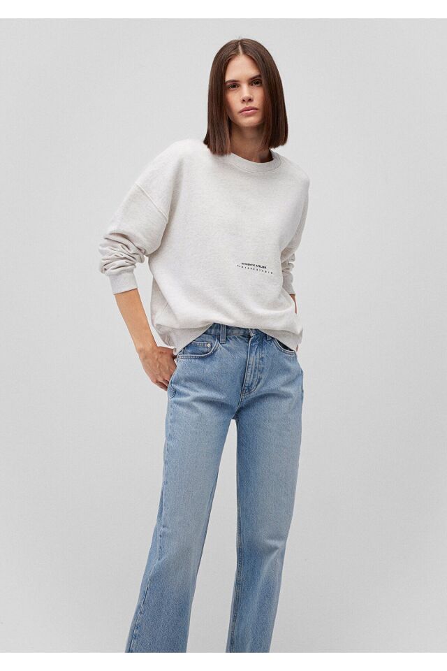 MAVİ KADIN BISIKLET YAKA SWEATSHIRT Light Grey Mela 1S10160-87033