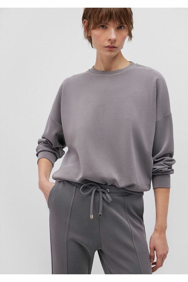 MAVİ KADIN OVERSİZE SWEATSHIRT Koyu Gri 168837-70122
