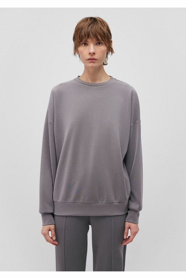 MAVİ KADIN OVERSİZE SWEATSHIRT Koyu Gri 168837-70122