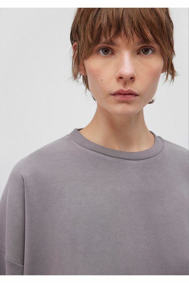 MAVİ KADIN OVERSİZE SWEATSHIRT Koyu Gri 168837-70122