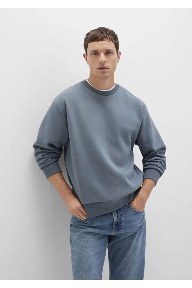 MAVİ ERKEK BİSİKLET YAKA SWEATSHIRT  Fırtına Gri 0S10276-80889