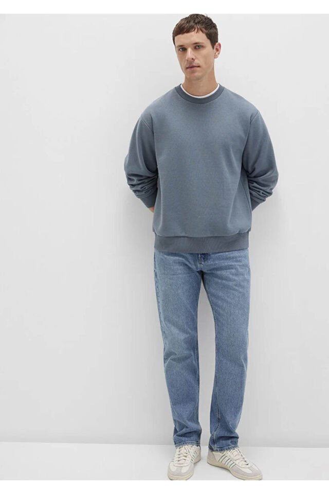 MAVİ ERKEK BİSİKLET YAKA SWEATSHIRT  Fırtına Gri 0S10276-80889