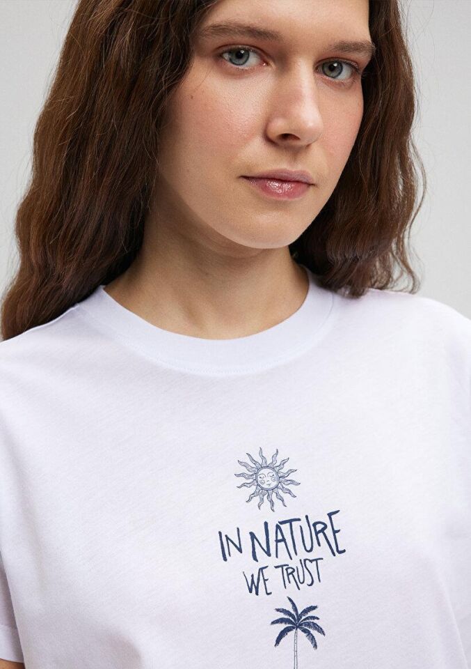 MAVİ KADIN BEACH BASKILI TİŞÖRT Beyaz 1612400-620