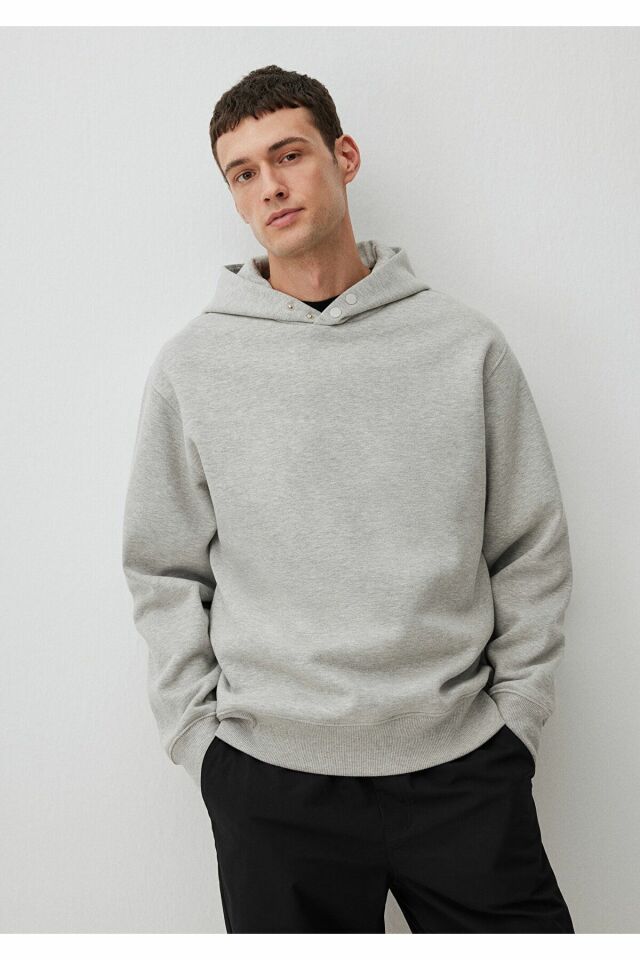 MAVİ ERKEK KAPÜŞONLU SWEATSHIRT Açık Gri Melanj 0S10190-80196