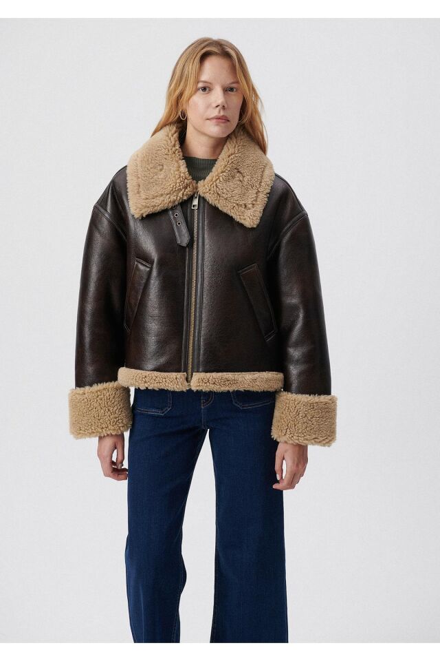 MAVİ KADIN KÜRKLÜ CEKET Kahverengi 1110263-85397