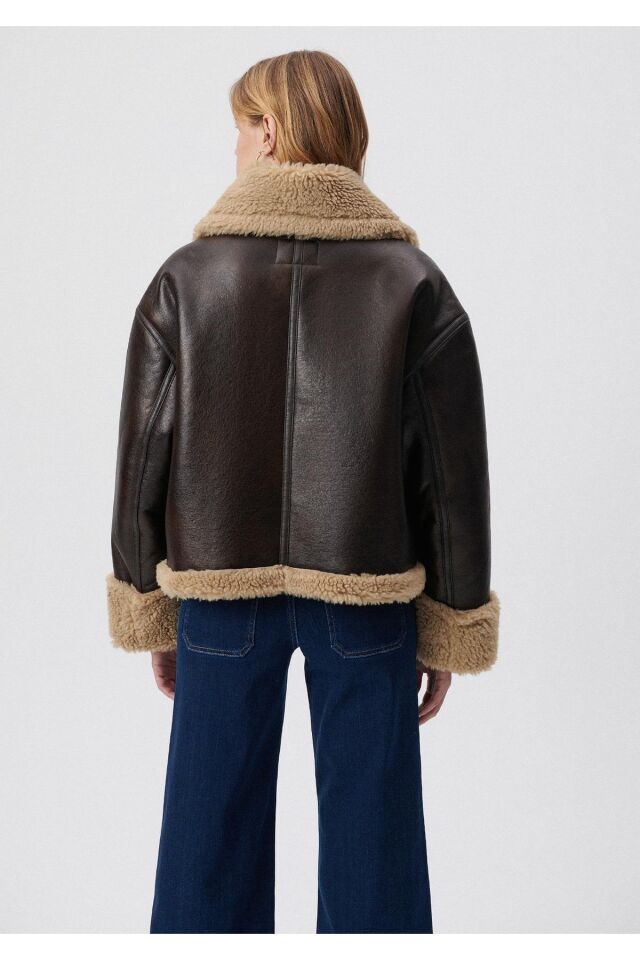 MAVİ KADIN KÜRKLÜ CEKET Kahverengi 1110263-85397