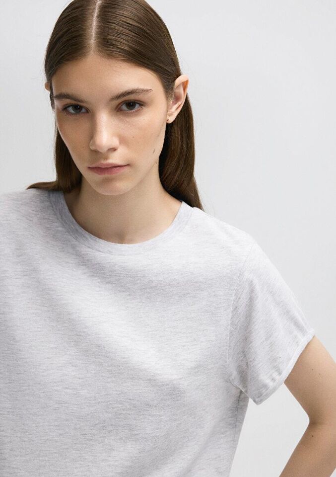 MAVİ KADIN YUVARLAK YAKA KISA KOL PENYE Light Grey 168220-86685