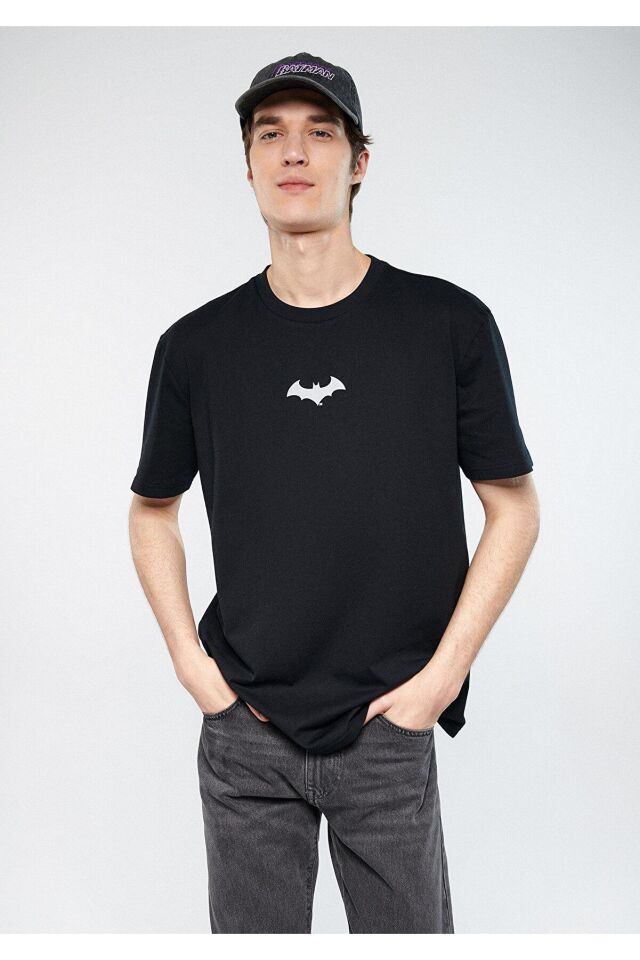 MAVİ ERKEK BATMAN REFLEKTÖR BASKILI TİŞÖRT Siyah 066878-900