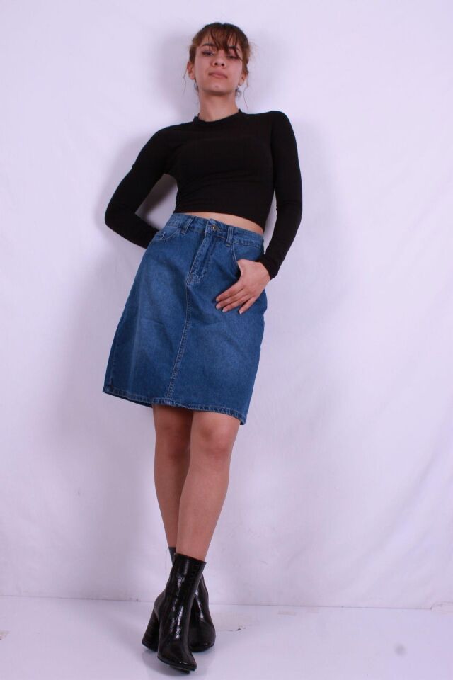 FASHION FRIENDS KADIN DENİM ETEK 24K0545K1 MAVİ - 42