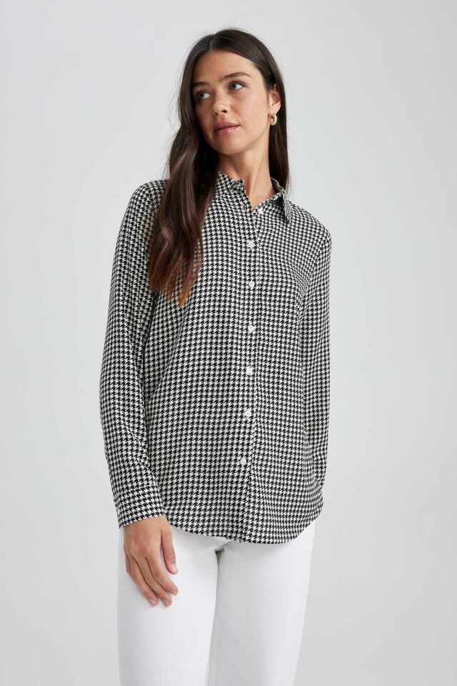 DEFACTO KADIN REGULAR FİT GÖMLEK YAKA UZUN KOLLU GÖMLEK I8266AZ SİYAH - 3XL