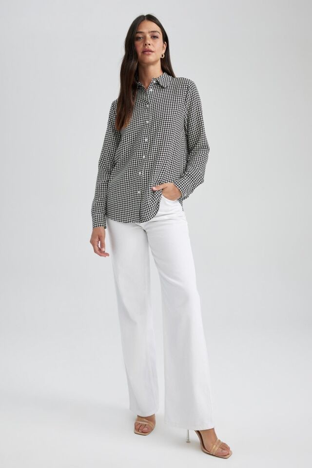 DEFACTO KADIN REGULAR FİT GÖMLEK YAKA UZUN KOLLU GÖMLEK I8266AZ SİYAH - M