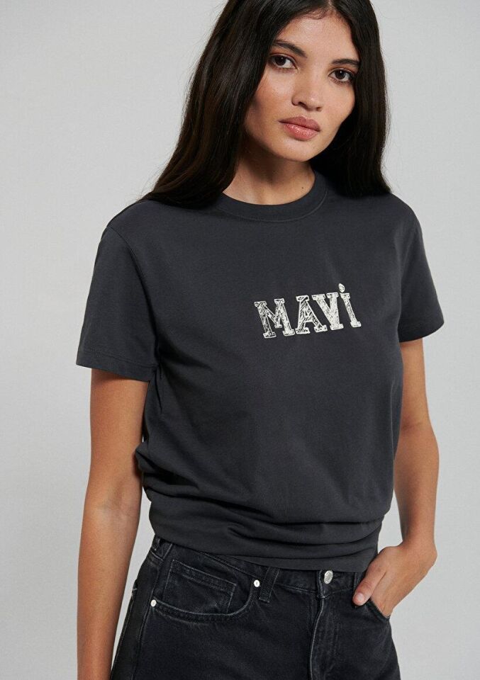 MAVİ KADIN MAVİ BASKILI TİŞÖRT Koyu Antrasit 1612232-34853