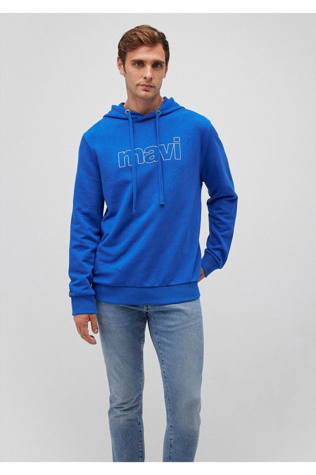 MAVİ ERKEK LOGO KAPÜŞONLU SWEATSHIRT  Saks 065606-70913