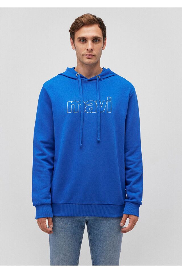 MAVİ ERKEK LOGO KAPÜŞONLU SWEATSHIRT  Saks 065606-70913