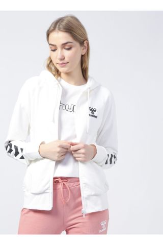 HUMMEL KADIN FERMUARLI HOODIE hmlT-NONI 2.0 ZIP HOODIE 921458 OFF WHITE - XL
