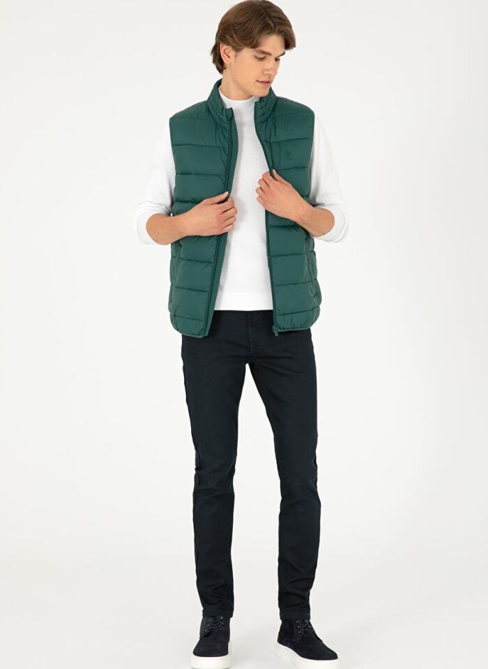 U.S. POLO ASSN. ERKEK DOKUMA YELEK G081GL010-000-1946066 KOYU YESİL - 54