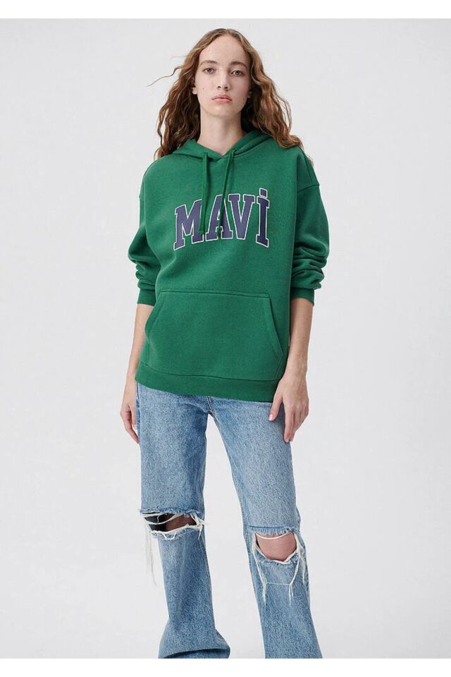MAVİ KADIN MAVİ LOGO KAPÜŞONLU SWEATSHIRT Avcı Yeşi 1600361-71892