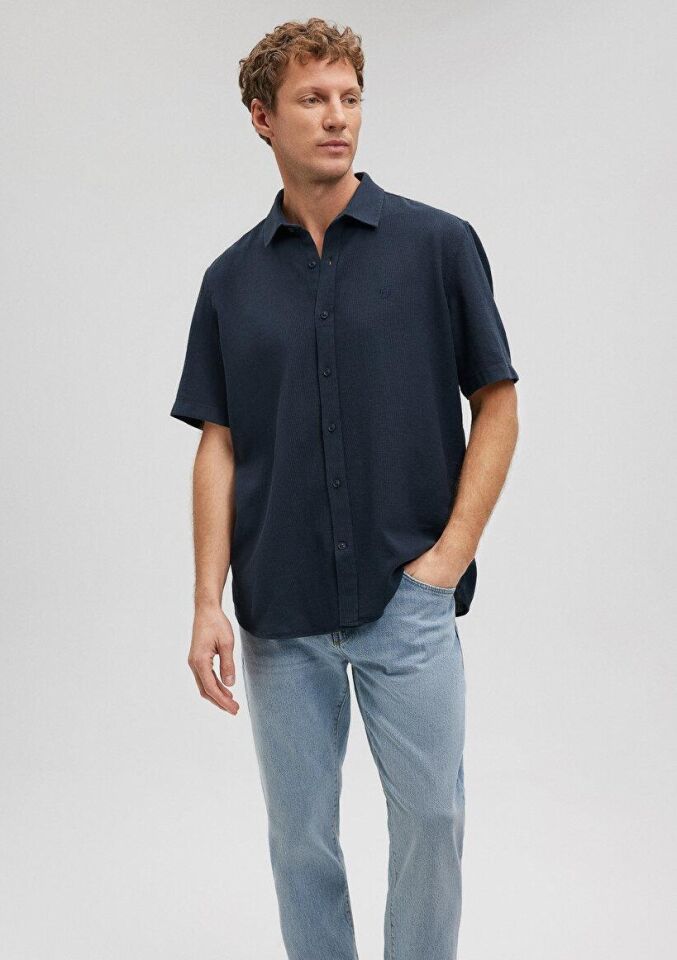 MAVİ ERKEK KISA KOL GÖMLEK Gece Lacivert 0210842-70490