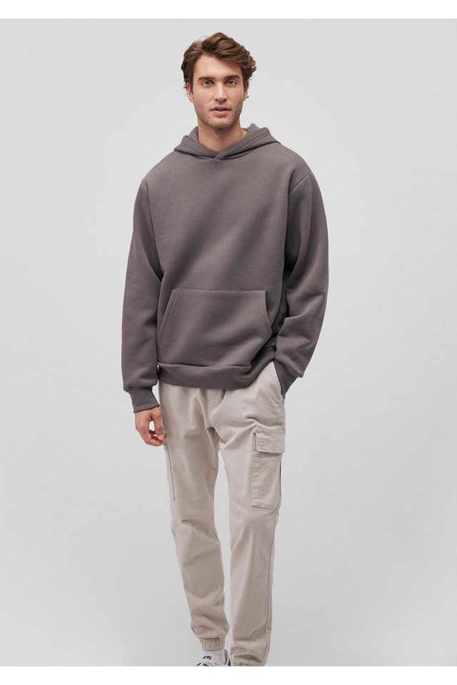 MAVİ ERKEK KAPÜŞONLU SWEATSHIRT Gri 0S10275-70096