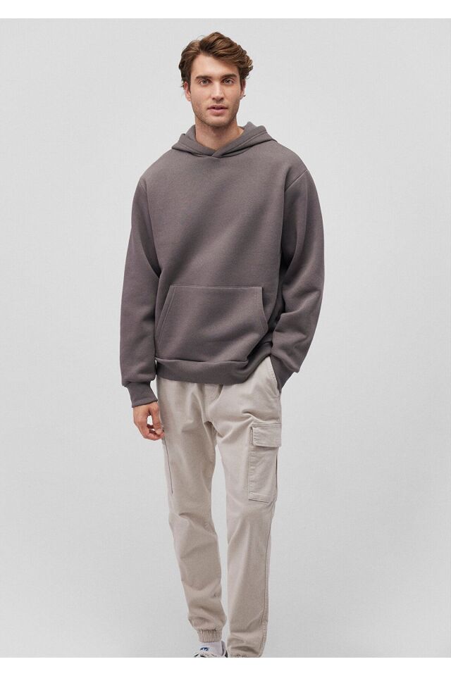 MAVİ ERKEK KAPÜŞONLU SWEATSHIRT Gri 0S10275-70096