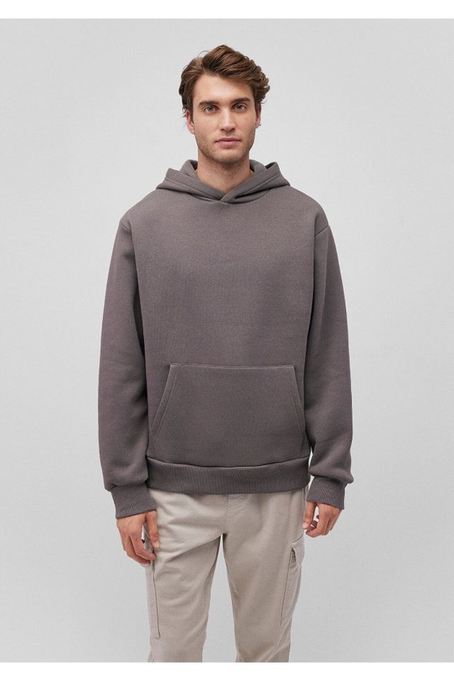 MAVİ ERKEK KAPÜŞONLU SWEATSHIRT Gri 0S10275-70096