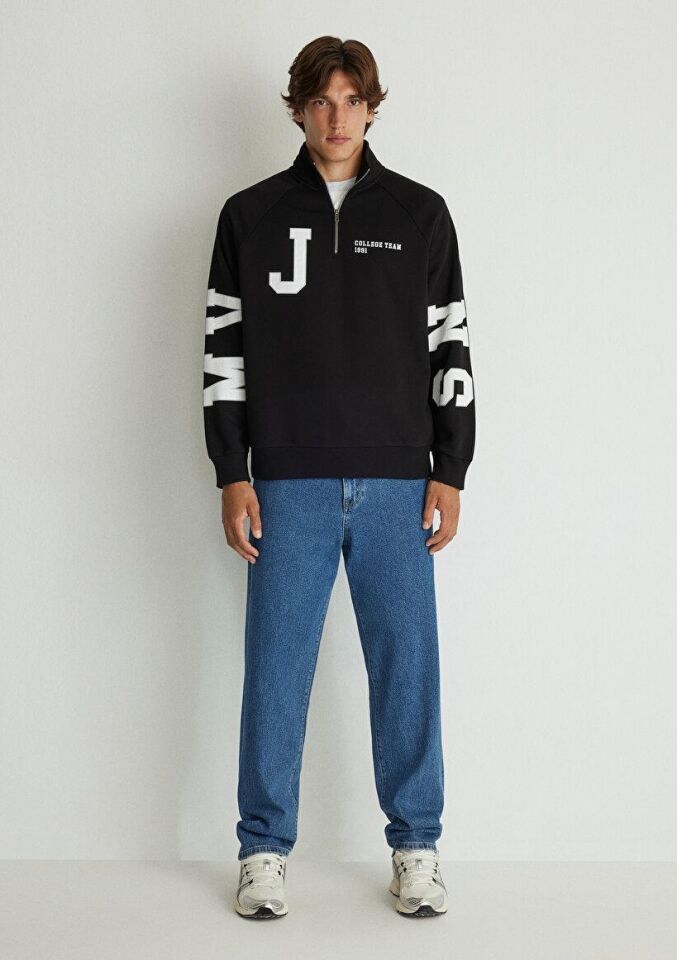 MAVİ ERKEK MVJNS YARIM FERMUARLI SWEATSHIRT Siyah 0S10165-900 SİYAH - XL