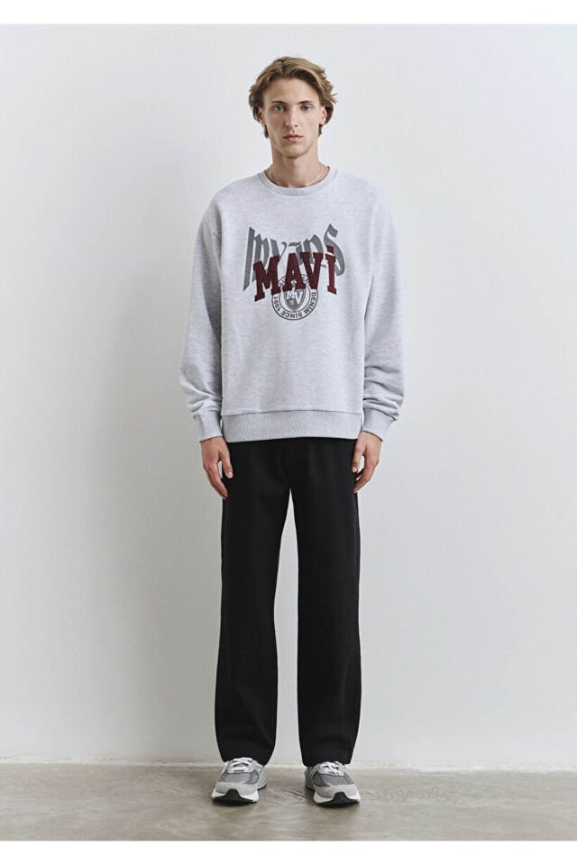 MAVİ ERKEK MAVİ BASKILI SWEATSHIRT Kar Melanj 0S10389-82498