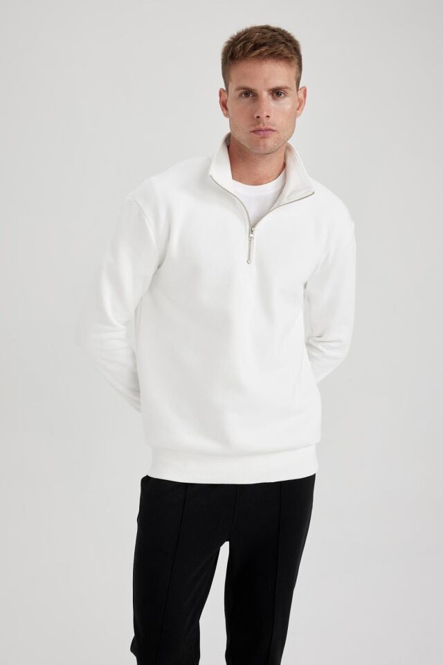 DEFACTO ERKEK COMFORT FİT FERMUARLI DİK YAKA SWEATSHİRT X7405AZ