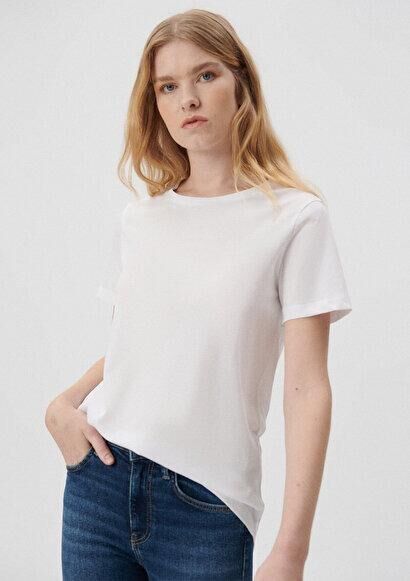 MAVİ KADIN BİSİKLET YAKA TİŞÖRT Beyaz 1611648-620