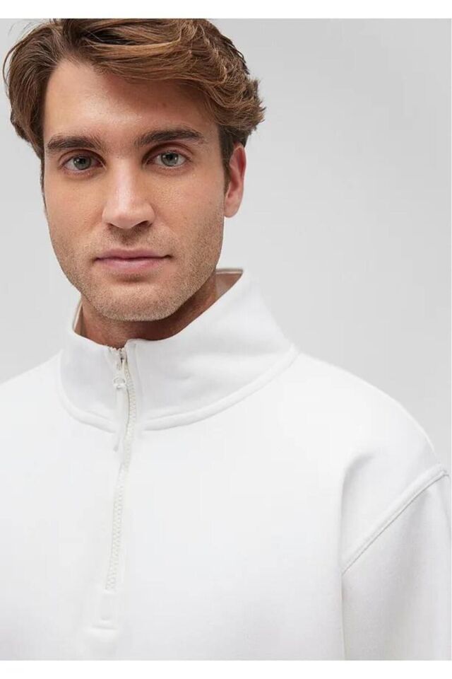 MAVİ ERKEK BİSİKLET YAKA SWEATSHIRT  Kırık Beyaz 0S10378-70057