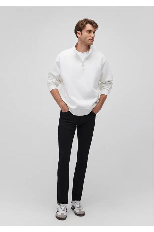 MAVİ ERKEK BİSİKLET YAKA SWEATSHIRT  Kırık Beyaz 0S10378-70057