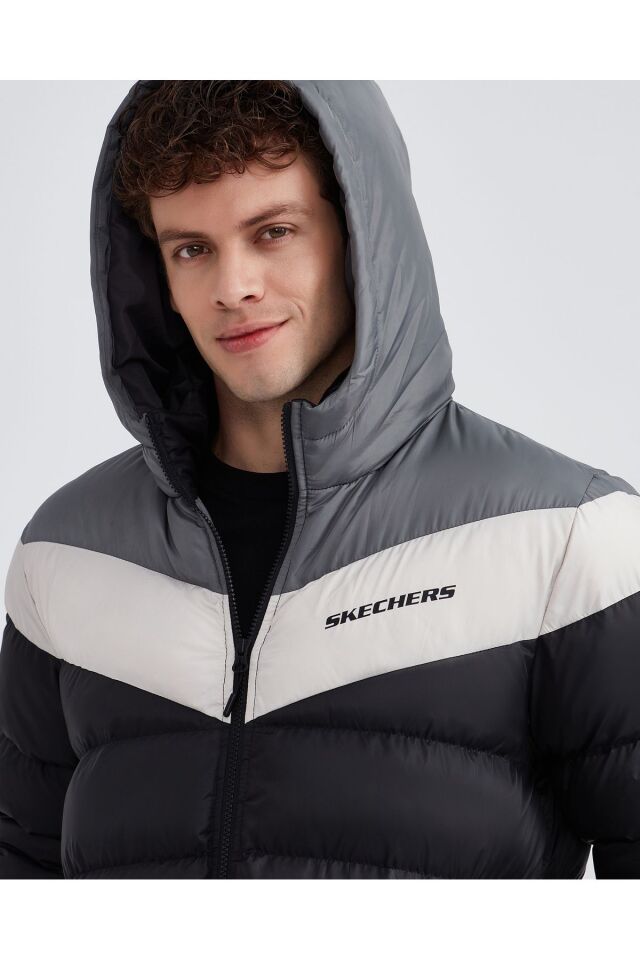 SKECHERS ERKEK ŞİŞME MONT M OUTERWEAR COLORBLOCK PADDED JACKET S222069-001