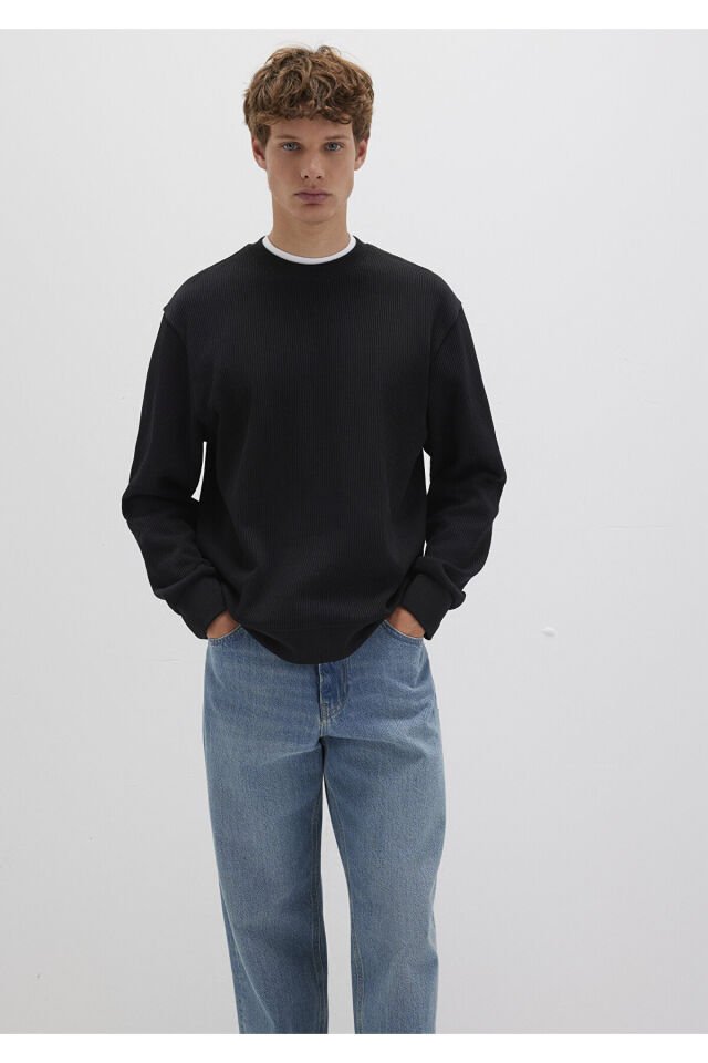 MAVİ ERKEK BİSİKLET YAKA SWEATSHIRT  Siyah 0S10407-900